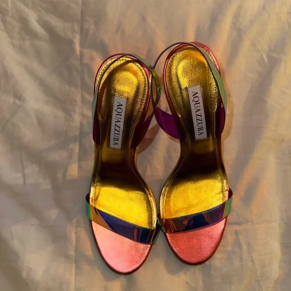Aquazzura Rainbow Metallic Strap High Heel Sandals - Multicolor - Picture 2 of 2
